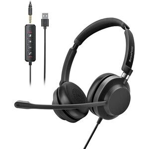USB Headset with Microphone for PC - Wired Noise Reduction Office Headset for La